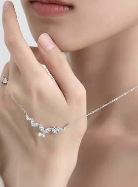 锆石纯银锁骨链女小众项链