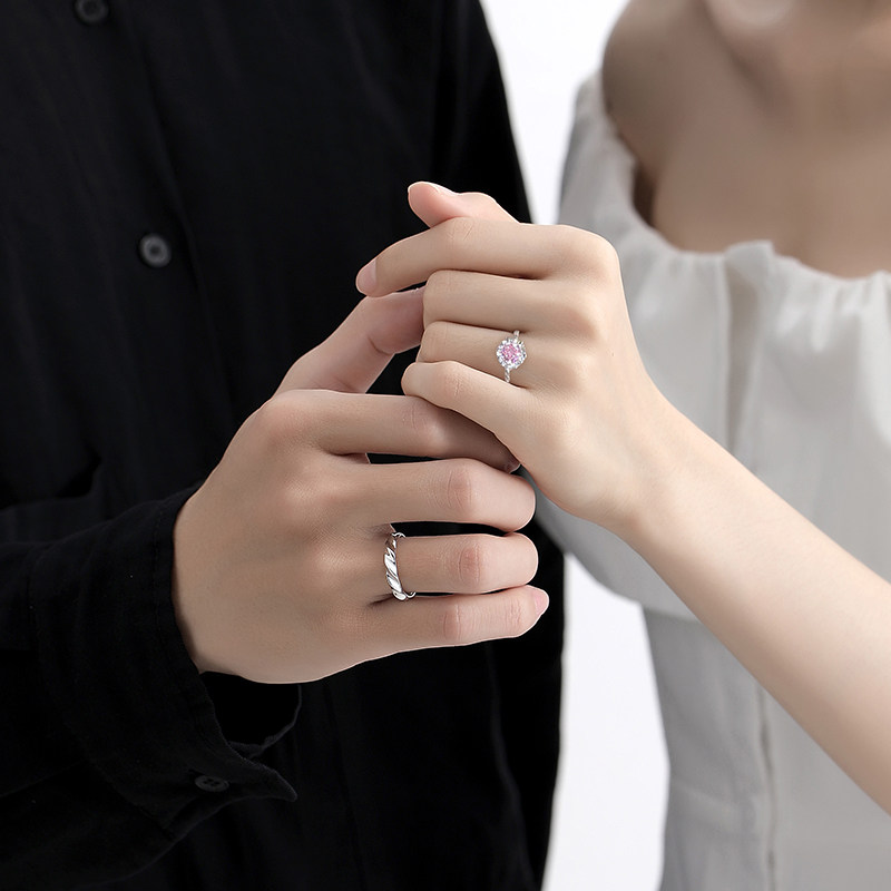 PARAS KORS Sparkling Galaxy Couple Ring 925 Silver Synthetic Zircon Ring Couple Ring