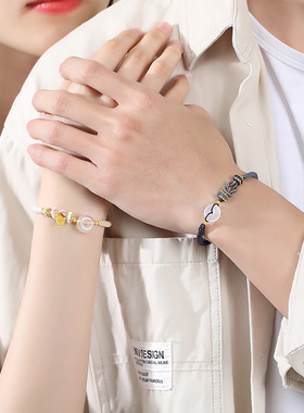 paraskors情侣玛瑙平安扣手绳