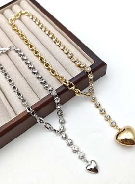 欧美新款时尚简约风爱心吊坠项链