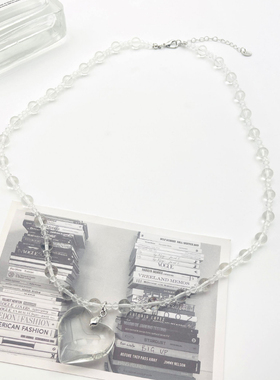 合金毛衣链女爱心透明设计项链