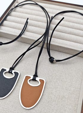 欧美新款简约风气质椭圆吊坠项链