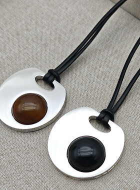 欧美新款极简风圆形吊坠项链