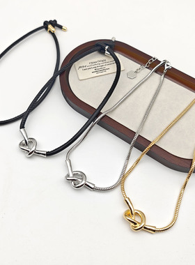 简约甜酷金属choker皮革锁骨链