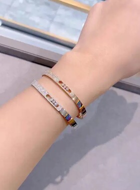 欧美新款梅家满钻半钻满钻手镯女时尚百搭高级感手环轻奢小众手饰