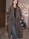 Women's thickened horn button double-sided woolen coat