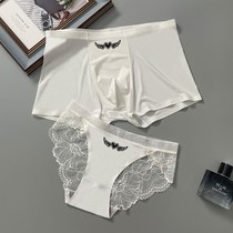 Lovers briefs ice silk No marks ultra slim and breathable new sexy lace side light extravagant a man and woman husband and wife