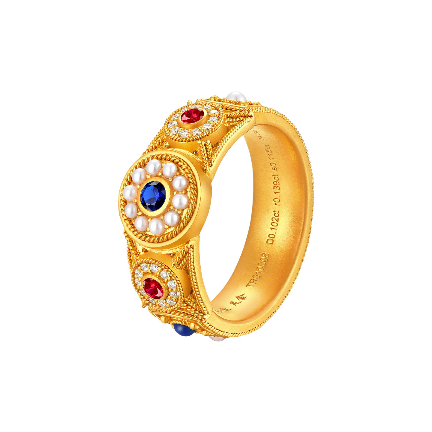 Palace quality handmade ancient gold Sui Dynasty Li children's ring Li Jingxun's same style filigree diamond inlaid ring