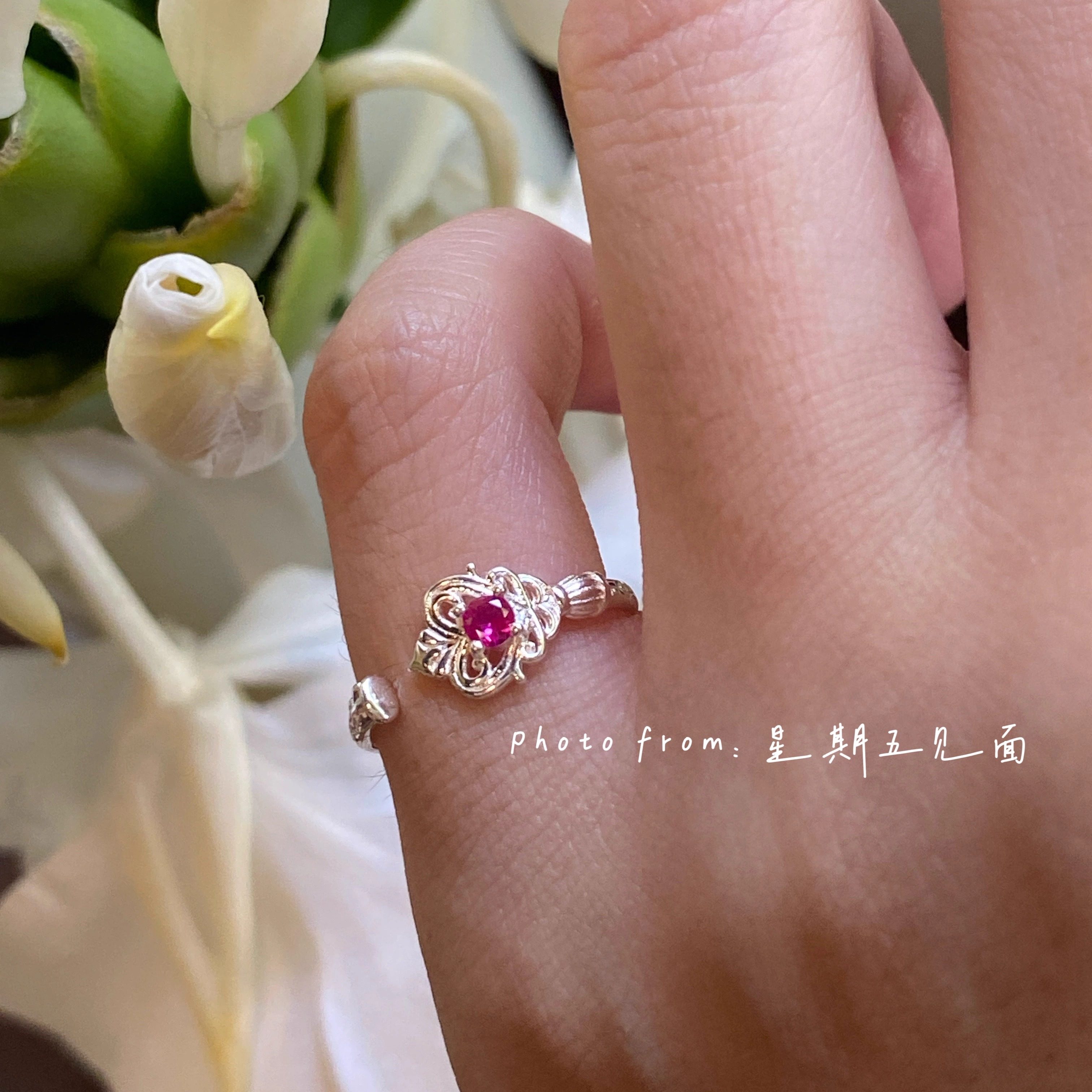 Original design antique style key sterling silver tail ring