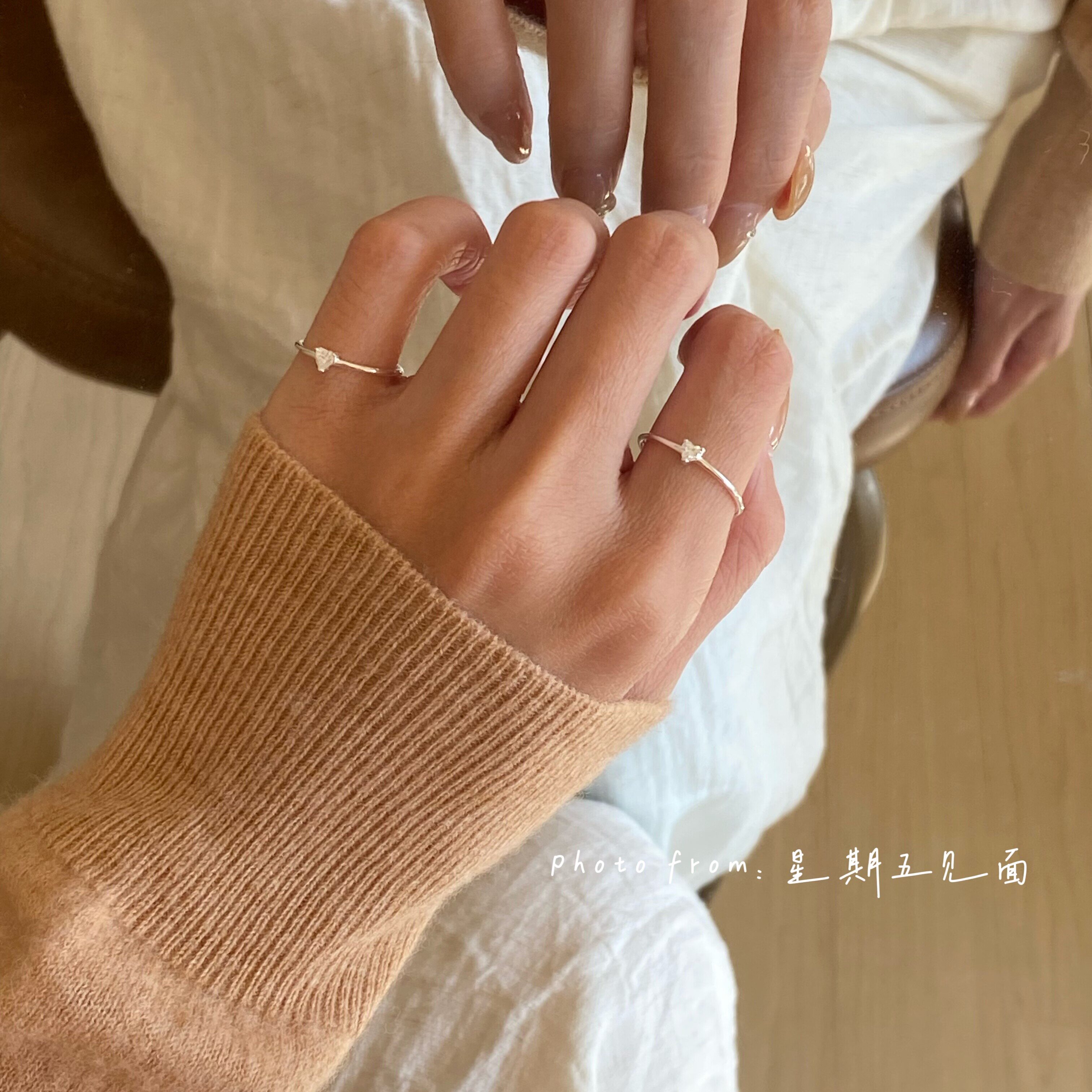 Original design love moissanite ultra-fine silver tail ring