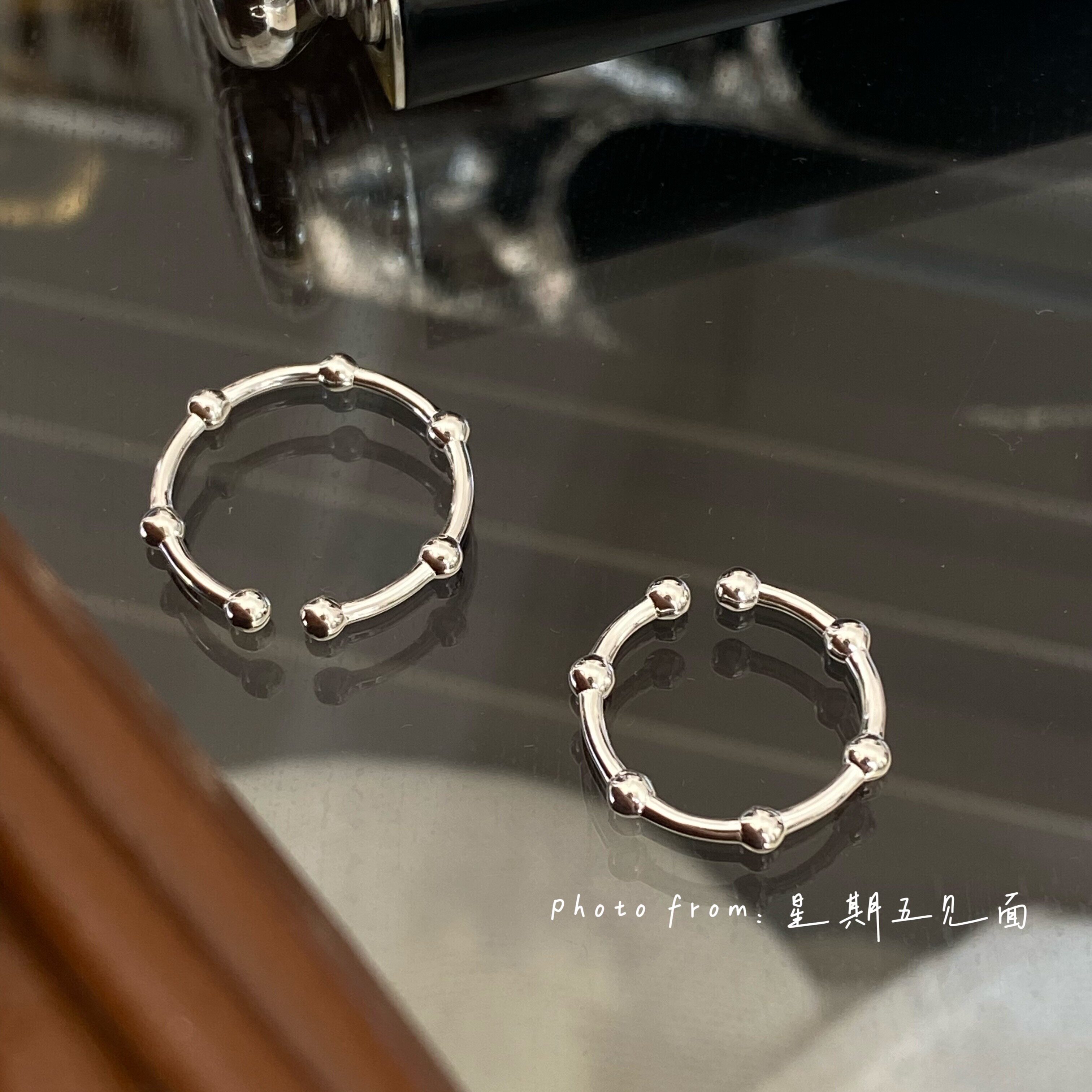 Original design bright silver beanie sterling silver tail ring