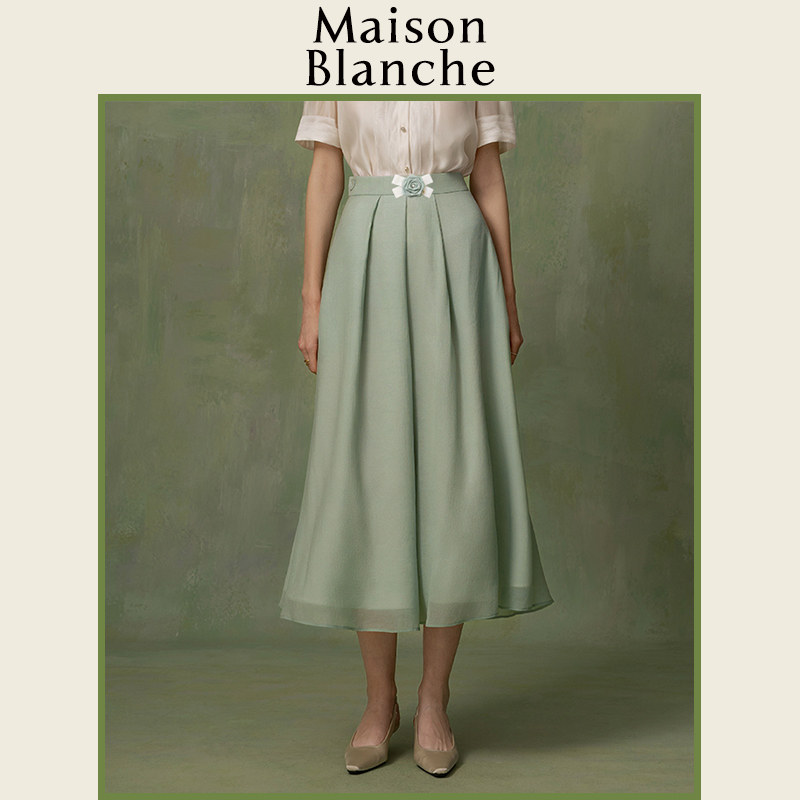 玫颂布澜诗收褶圆领上衣/半身裙