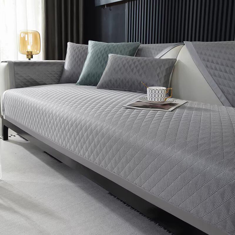 日本进口夏季冰藤席沙发垫新款轻奢高级感凉席坐垫冰丝防滑皮套罩