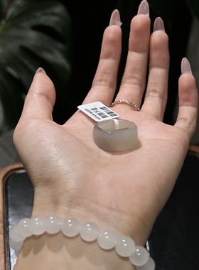 天然和田玉马鞍戒13码