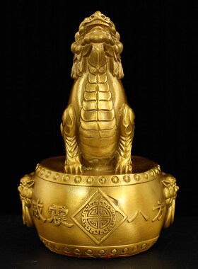 铜望天吼摆件黄铜蹬龙客厅入户门望天犼瑞K兽工艺品大号朝天吼摆
