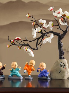 创意中式小和尚家居客厅玄关x摆件桌面超市货架顶层装饰品陈列道
