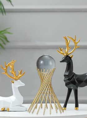 创意北欧麋d鹿摆件客厅酒柜办公室桌面玄关家居装饰小摆设乔迁礼