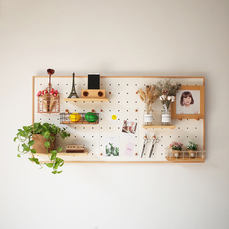 Customized electric meter box hole board wooden kindergarten v solid wood frame one-word partition wall decoration storage storage