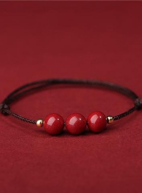 普陀山正品朱砂手串红绳手绳手链脚链女本命年属马紫金砂男女龙蛇