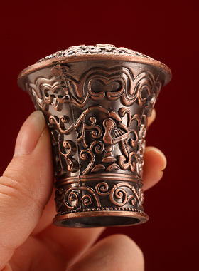 唐卡龙轴头藏式红铜雕花唐卡头装饰画装裱字画挂画卷轴保护头/1对