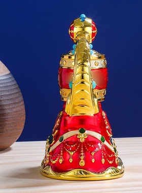 德田车载太阳能转轮经简藏式象鼻财神轻奢车载汽车车内装饰品摆件