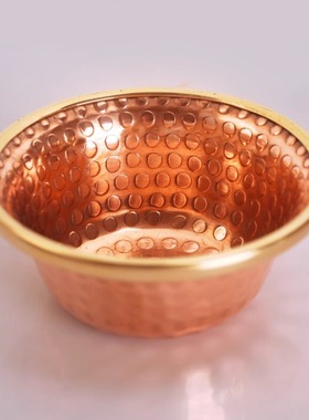 藏式供水杯红铜供奉杯八供杯格桑花供水碗室内佛堂锤纹包平底摆件