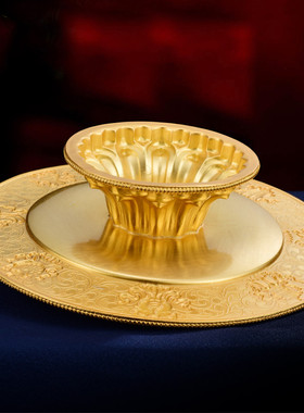 藏传S99纯银镀金曼扎托盘手工镀24k八吉祥供曼茶罗底盘民族风