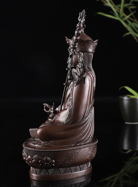 密宗用品莲花生大师佛黄铜做古色莲花生大师3寸、5寸、8寸