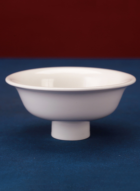 藏式合金高脚供碗佛前家用圣水杯白瓷供水碗托盏福堂八吉祥碗贡盘