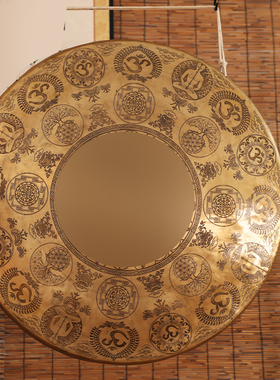 尼泊尔大铜锣花纹摆件民族风