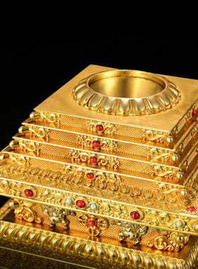 黄铜转轮菩提舍利塔供奉摆件