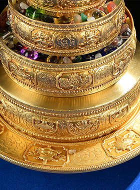 藏传佛具黄铜曼扎盘尼泊尔工艺供修三十七堆曼达盘慧宝曼茶罗D款