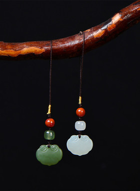 原矿和田玉如意款手机链文艺古风