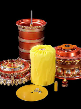 藏式插电电动转轮摆件天珠经筒浮雕经桶供奉家用树脂八吉祥龙头