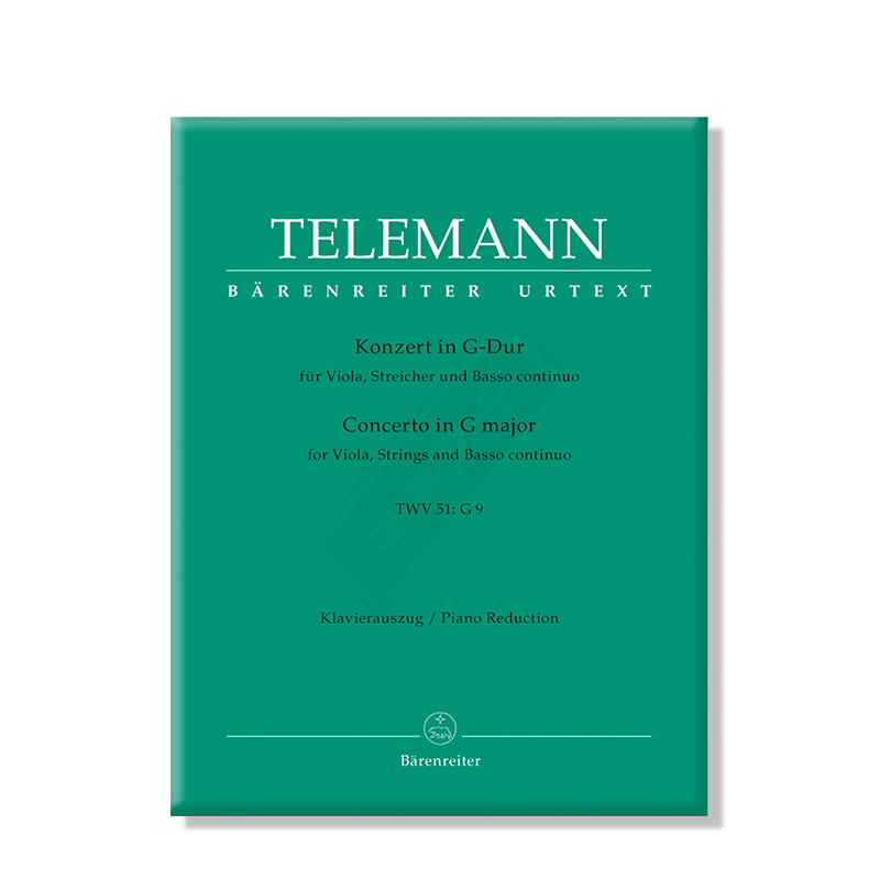 泰勒曼G大调协奏曲TWV51 G9 中提琴和钢琴 德国骑熊士乐谱书 Telemann Concerto for Viola Orchestra G major BA5878-90 - 图3