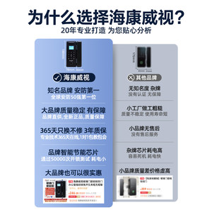 海康威视玻璃门密码锁双门办公室指纹锁免开孔有框无框智能电子锁
