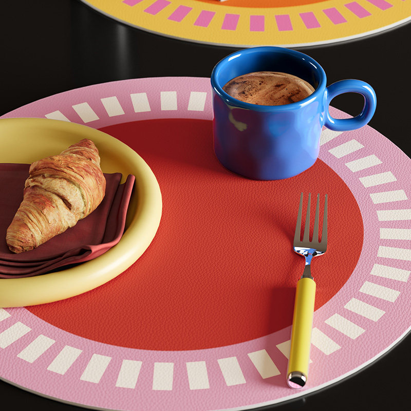 中古风高级感圆形餐垫防水防油碗碟水杯隔热皮革垫桌面防烫保护垫,淘宝优惠券,粉丝福利购,淘宝优惠卷