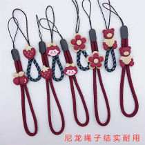 New Ins Wine Red Girl Mobile Phone Hanging Rope Anti-Lose Rope Cartoon Wrist Rope U Pan Pendant Key Buttoned Hand Rope