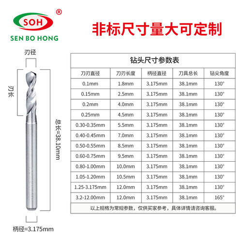 硬质合金钨钢电路板陶瓷五金模具打孔PCB钻头2.05-3.175mm - 图2