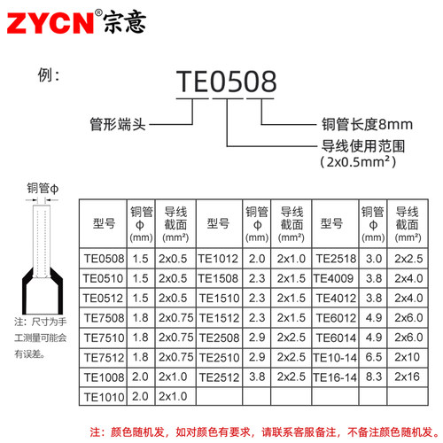 TE双线管型预绝缘接线端子压线端头针管形冷压铜鼻子双0.5-16平方 - 图2