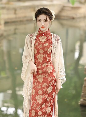 中国风蕾丝开衫披肩女镂空外搭