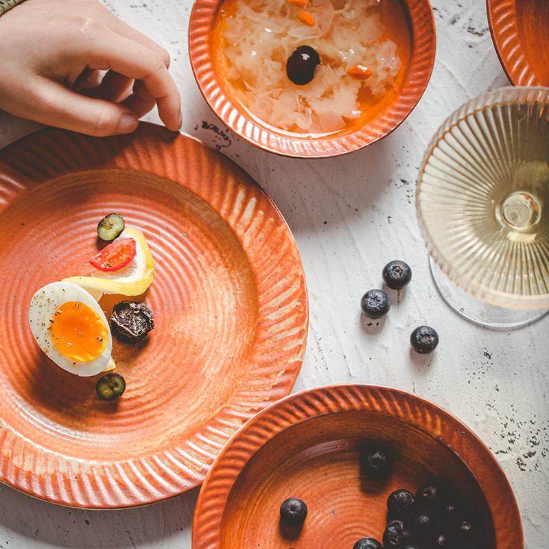 莳绘金缮麦穗系列碗盘餐具组合日式粗陶复古碗碟套装家用面碗汤盘,淘宝优惠券,粉丝福利购,淘宝优惠卷