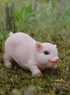 创意仿真猪小猪摆件可爱花园装饰家居饰品生日礼物猪摆件花盆摆件