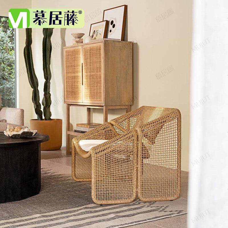 户外双人沙发藤编室外休闲 庭院防水阳台躺椅样板房客厅小藤椅家,淘宝优惠券,粉丝福利购,淘宝优惠卷