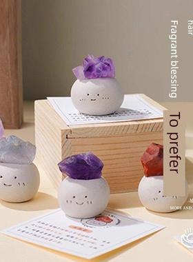 杭州灵隐天然小豆瓣水晶饰品聚宝盆吸引财富之家黄水晶原石汽车配