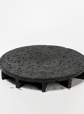 一匚北欧大理石洞石托盘现代样板间售楼处客厅花艺餐厅果盘摆件