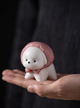 陶瓷可爱呆萌小狗摆件创意家居桌面小摆设微景观花盆造景装饰配件