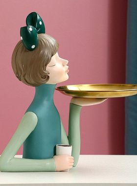 玄关入门放钥匙收纳摆件客厅家居酒柜装饰树脂工艺品托盘现代简约