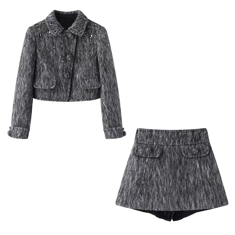 DN高端定制2025冬季新款时尚小香风手工钉珠翻领短款毛呢短外套女,淘宝优惠券,粉丝福利购,淘宝优惠卷