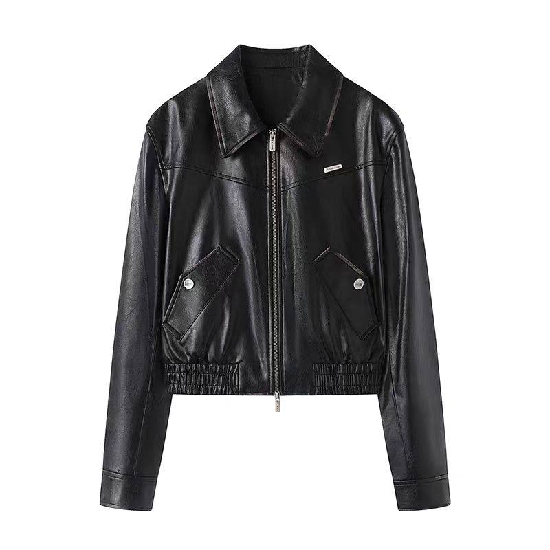 FN高端定制2025新款通勤风黑色短款PU皮外套女拉链机车风显瘦百搭,淘宝优惠券,粉丝福利购,淘宝优惠卷